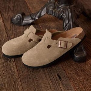Birkenstock Boston Soft Footbed - Taupe Suede EU 39 Narrow